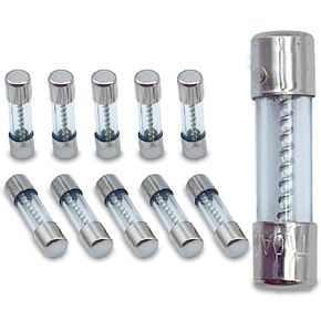 T5AL250V 5x20mm 5A 250V Pack of 10 Slow Blow Glass Fuses 5 amp 250 Volt 0.2 x 0.78 Inch Glass Tube Time-delay Fuses Replacement for Power Supply, Microwave, Auto Accessories, Circuit Break