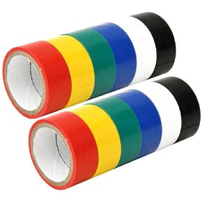 Kingman Electrical Tape (12 Rolls per Pack) Assorted Colors 3/4 Inch by 6.6 Feet (1 Pack)