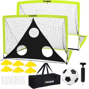 6x4 ft Soccer Goals for Backyard Set of 2, Portable Pop Up Soccer Net for Backyard for Youth, Soccer Training Equipment, Soccer Goal Target, Ball and Cones, Outdoor Soccer Games