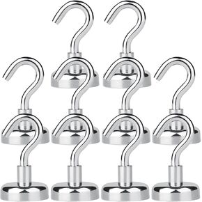 Strong Magnetic Hooks, 44lb Heavy Duty Neodymium Magnet Hooks - Use for Home Kitchen Office Garage Outdoor Cruise(10 Pack)