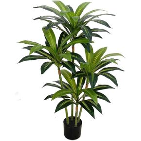 Artificial Tree 4FT Fake Silk Floor Trees with Pot Lifelike Dracaena Tree for Indoor Decoration Realistic Large Faux Plant for Home or Office - 120cm/47inch