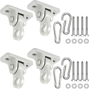 3500lb Heavy Duty Porch Swing Hangers Kit Swing Set Accessories for Wooden Sets Playground Porch Patio Indoor Outdoor & Hanging Snap Hooks (2 Pack Silver)