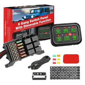 8 Gang Switch Panel, Niwaker Automatic Dimmable LED Touch Control Panel Momentary Push Button Switch Electronic Relay System Universal Touch Switch Box with Label Sticker for Truck ATV UTV Boat Marine