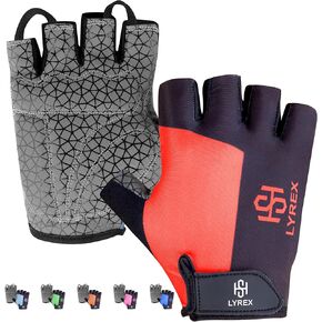 LYREX Cycling Gloves for Men and Women - Half Finger Bike Gloves with Anti-Slip Grip, Absorbing Pad, and Breathable Fabric - Ideal for Weight Lifting, Biking, and Cycling