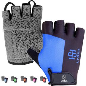 LYREX Cycling Gloves for Men and Women - Half Finger Bike Gloves with Anti-Slip Grip, Absorbing Pad, and Breathable Fabric - Ideal for Weight Lifting, Biking, and Cycling