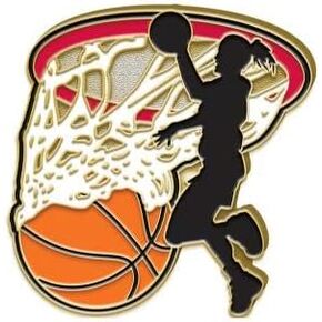 دبوس كرة السلة من Crown Awards - 1.25 بوصة للنساء والفتيات Jump Shot Basketball Enamel Pin Prime
