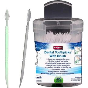 TOPMED ETS Oral Care Dental Brush Teeth Pick Plastic Teeth Floss Toothpick, Interdental Brush (600 Count 2 Box)