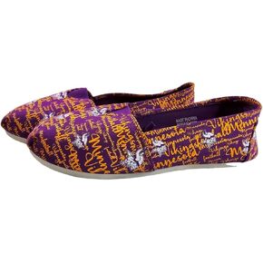 NFL Minnesota Vikings Women's Canvas Script Print Slip On Shoes, Team Color, Medium (7-8)