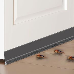 Door Sweep for Bottom of Door, Ubitree 39.3" L Integrated Design with Brush, Self Adhesive Under Door Draft Stopper for Bottom of Door, Door Seal Dust/Noise/Hot or Cold Air Insulation, Grey 1.2" W