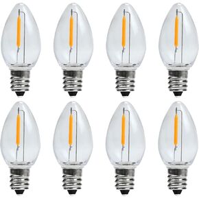 KGC 8 Pack LED Night Light Bulbs, C7 Shatterproof Replacement Led Light Bulb for String Light, E12 Base Salt Lamp Bulbs, 0.6W Equivalent to 7W, Warm White 2200K, 50LM