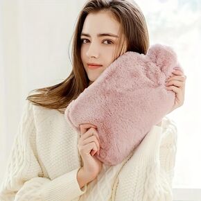 1000mL/2000ML Hot Water Bottle with Super Soft Imitation Rabbit Plush Cover, Thickened, Anti-Leak, Anti-Scalding, and Explosion-Proof Hand Warmer, Portable and Long-Lasting Hot Water Bag