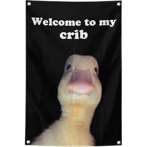 Welcome to My Crib Duck Flag Funny Tapestries, 2x3 FT, Home Decoration