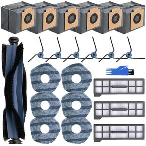 Replacement Parts Kit for eufy X10 Pro Omni Robot Vacuum,1 Roller Brush,3 HEPA Filters, 6 Side Brushes+ 6 Mop Cloths+ 6 Dust Bags