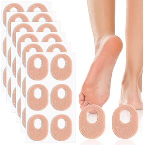 36pcs Corn Cushions,Self-Adhesive Foot Care Soft Oval Shape Pads for Toes Felt Callus Pads for Feet Heel Men Women (Beige)