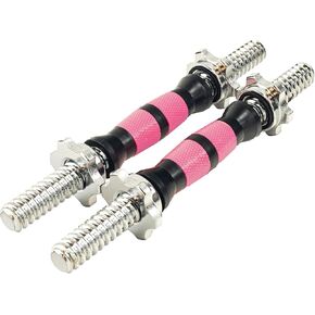 12.6/14.2/15.7inch(30/35/40cm)Pink&Black Threaded Dumbbell Durable Rubber Handles/Adjustable Dumbbell Bar Handles,Fit 1 inch Standard Weight Plate Weightlifting Accessories Sold in Pair