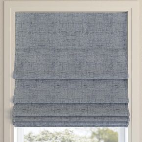 Sun Zero Seraphina Textured 100% Blackout Cordless Roman Shade, 33" x 64", Blue