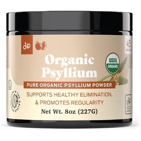 Organic Psyllium Husk Powder & Fiber Supplement Bulk - 10oz (280g) Pure Bulk Organic Whole Unflavored Fiber & Colon Cleanse Psyllium Seed