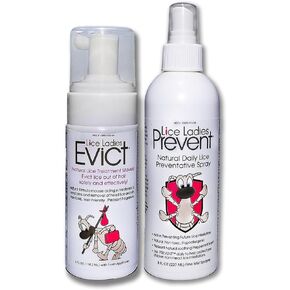 Evict and Prevent 2-Pack – Safe Lice Treatment for Kids | Stops Lice, Lice Eggs, Nits | 100% Natural and Non-Toxic | Used by Lice Professionals | Includes (1) 4oz Mousse, (1) 8oz Spray