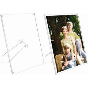 QWORK Acrylic Picture Frame, 2 Pack 8.5x11 Inch Document Frames Certificate Frame with Magnets for Marriage Graduation, Shatter-Resistant Tabletop Picture Frame, for Home Office Desktop Display