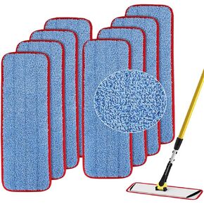 Microfiber Mop Pads for Rubbermaid Commercial 18 Inch Mop and 17 Inch Mop - 12 Pack Reusable Wet & Dry Cleaning Mop Head Replacement Refills Fit for Any Microfiber Flat Mop System 18" and 17"