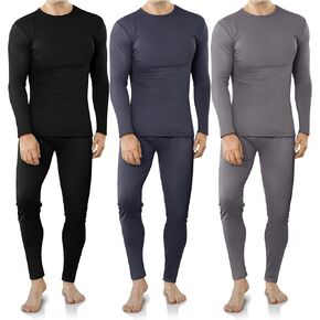 VZV 3 Sets Thermal Underwear for Men Fleece Lined Long Johns Mens Thermals Top And Bottom Set Base Layer Men for Cold Weather