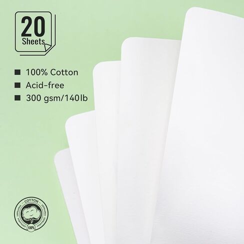 Lightwish Square Watercolor Journal,Cold Press,140lb/300gsm,Acid-Free,100% Cotton Watercolor Paper Sketchbook,20 Sheets,7.48 * 7.48 in,Ideal for Artists and Students in Saudi Arabia