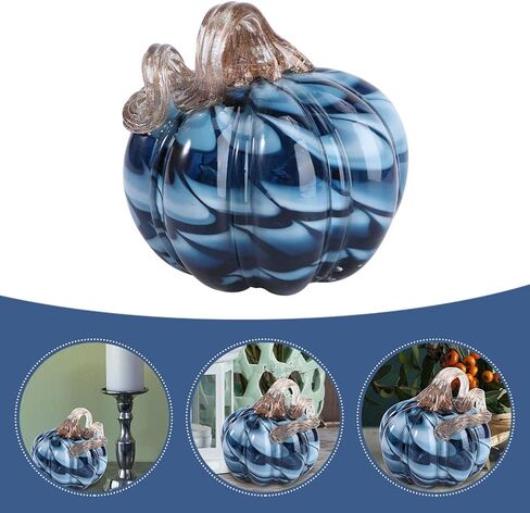 Veemoon Halloween Glass Pumpkin Decoration Crystal Pumpkin Ornament Hand Blown Clear Glass Desktop Decor for Fall Harvest Halloween Thanksgiving Party in Saudi Arabia