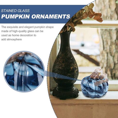 Veemoon Halloween Glass Pumpkin Decoration Crystal Pumpkin Ornament Hand Blown Clear Glass Desktop Decor for Fall Harvest Halloween Thanksgiving Party in Saudi Arabia