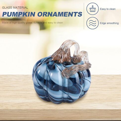 Veemoon Halloween Glass Pumpkin Decoration Crystal Pumpkin Ornament Hand Blown Clear Glass Desktop Decor for Fall Harvest Halloween Thanksgiving Party in Saudi Arabia