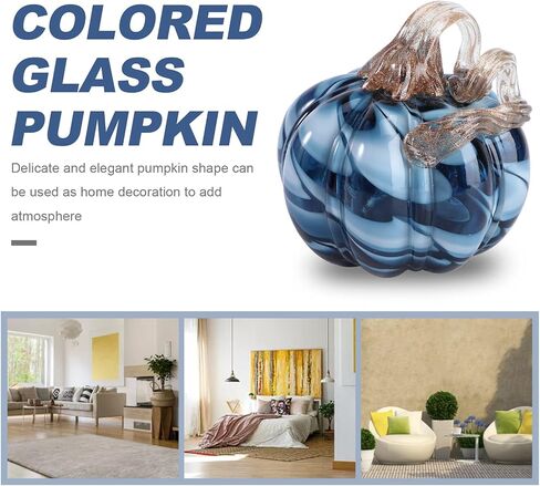 Veemoon Halloween Glass Pumpkin Decoration Crystal Pumpkin Ornament Hand Blown Clear Glass Desktop Decor for Fall Harvest Halloween Thanksgiving Party in Saudi Arabia