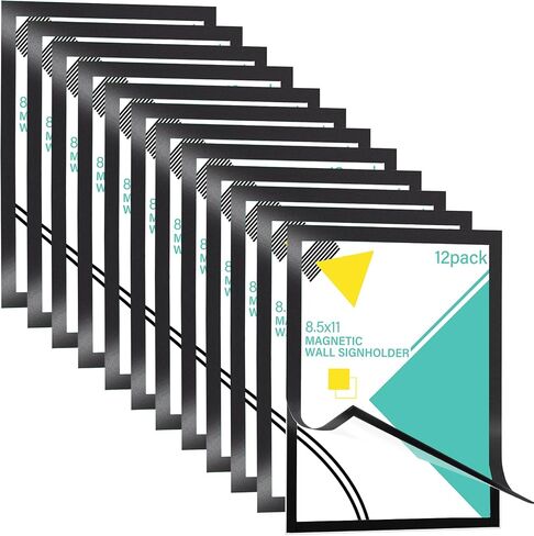 Magnetic Sign Holder 8.5 x 11 Wall Mount, Self Adhesive Display Picture Frames with Strong Magnetic Border and Clear PVC, Document Poster Paper Holder for Home Office Store, 3 Pack in Saudi Arabia