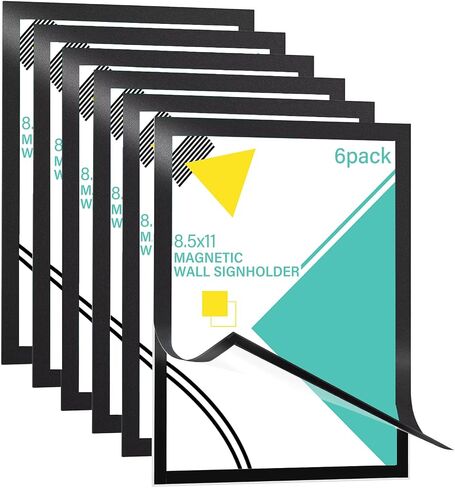 Magnetic Sign Holder 8.5 x 11 Wall Mount, Self Adhesive Display Picture Frames with Strong Magnetic Border and Clear PVC, Document Poster Paper Holder for Home Office Store, 3 Pack in Saudi Arabia