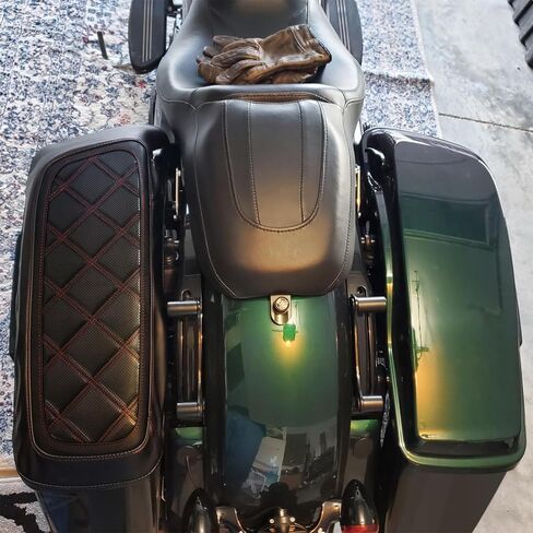 Saddlebag Lid Bra Protective Covers Compatible with Harley Davidson 2014-2023 Touring Road Glide FLTRX Electra Glide FLHT Road King FLHR Street Glide FLHX and Tri Glide Models, Blue Stitching in Saudi Arabia
