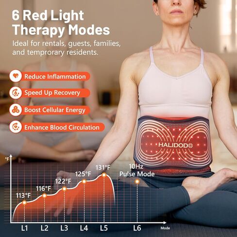 HALIDODO 2024 Gifts for Mom Upgraded Red Light Therapy Belt & Vibration Back Massage Heated Red Light Therapy Device for Body - Magnetic Controller, 660nm&850nm, for Back Shoulder Muscle Pain Relief in Kuwait