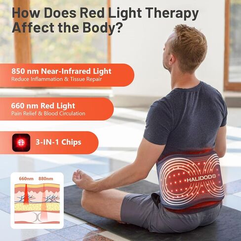 HALIDODO 2024 Gifts for Mom Upgraded Red Light Therapy Belt & Vibration Back Massage Heated Red Light Therapy Device for Body - Magnetic Controller, 660nm&850nm, for Back Shoulder Muscle Pain Relief in Kuwait