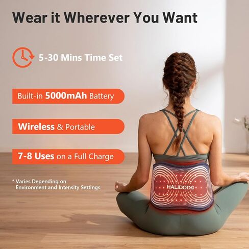 HALIDODO 2024 Gifts for Mom Upgraded Red Light Therapy Belt & Vibration Back Massage Heated Red Light Therapy Device for Body - Magnetic Controller, 660nm&850nm, for Back Shoulder Muscle Pain Relief in Kuwait