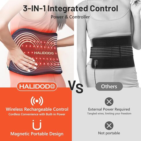 HALIDODO 2024 Gifts for Mom Upgraded Red Light Therapy Belt & Vibration Back Massage Heated Red Light Therapy Device for Body - Magnetic Controller, 660nm&850nm, for Back Shoulder Muscle Pain Relief in Kuwait