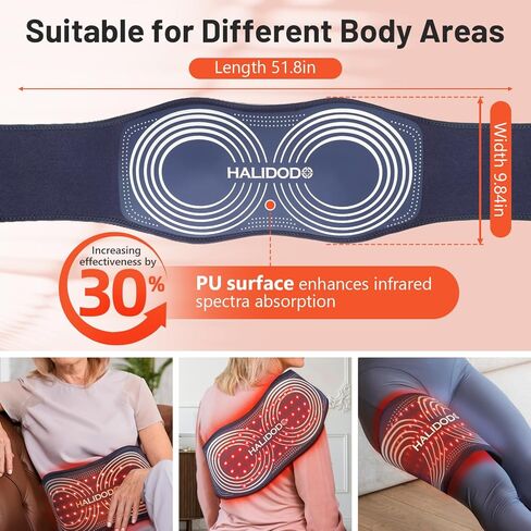 HALIDODO 2024 Gifts for Mom Upgraded Red Light Therapy Belt & Vibration Back Massage Heated Red Light Therapy Device for Body - Magnetic Controller, 660nm&850nm, for Back Shoulder Muscle Pain Relief in Kuwait