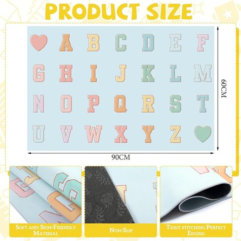 Tiangrid Schoolgirl Style Rainbow Smile Face Educational Area Rug Large Black Multi Color Play Carpet Classroom Rug Children's Classroom Carpet Pastel Rug for Kids Teaching and Playroom, 5' x 7'5" in Saudi Arabia