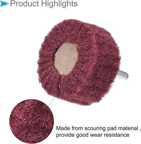 Abrasive Wheel, 50mm x 25mm (H x W) 6mm Shank, Scouring Pad High Efficiency Polishing Wheels Red - (Applications: for Polishing Derusting Grinding), 3 Pieces in Saudi Arabia