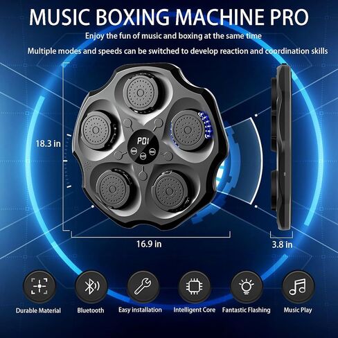 Music Boxing Machine, 2024 Smart Bluetooth Interactive Wall-Mounted Punching Trainer with Gloves, Home Workout & Agility Training Equipment for Kids and Adults in Saudi Arabia