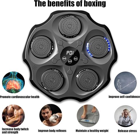 Music Boxing Machine, 2024 Smart Bluetooth Interactive Wall-Mounted Punching Trainer with Gloves, Home Workout & Agility Training Equipment for Kids and Adults in Saudi Arabia