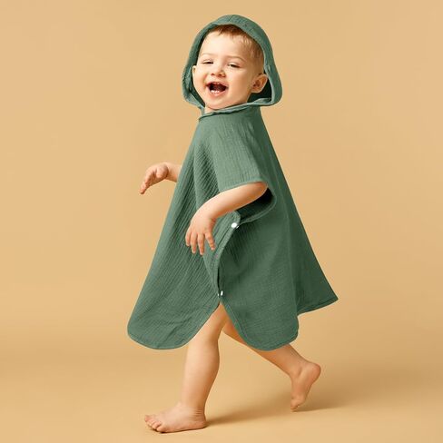 مناشف أطفال بغطاء للرأس من Hooyax Muslin لحديثي الولادة، مناشف حمام أطفال فائقة النعومة ماصة، مناشف كبيرة بسمك 60.96 × 60.96 سم للأطفال الصغار مع غطاء للرأس للأطفال الرضع والأطفال، أساسية لحديثي الولادة (أخضر) in Kuwait