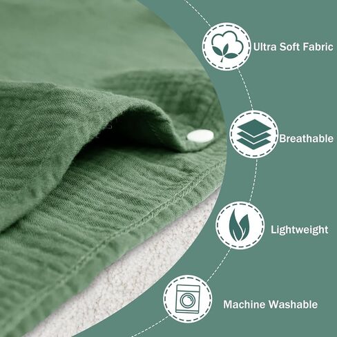مناشف أطفال بغطاء للرأس من Hooyax Muslin لحديثي الولادة، مناشف حمام أطفال فائقة النعومة ماصة، مناشف كبيرة بسمك 60.96 × 60.96 سم للأطفال الصغار مع غطاء للرأس للأطفال الرضع والأطفال، أساسية لحديثي الولادة (أخضر) in Kuwait