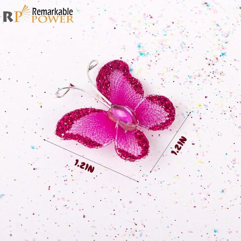 RP Remarkable Power, 50 Pack Purple Pink Sheer Mesh Wire Glitter Butterfly Organza Butterflies with Gem for Wedding Home Party Decoration in Saudi Arabia