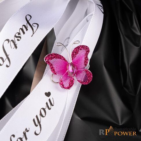 RP Remarkable Power, 50 Pack Purple Pink Sheer Mesh Wire Glitter Butterfly Organza Butterflies with Gem for Wedding Home Party Decoration in Saudi Arabia
