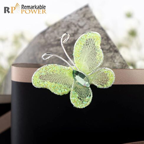 RP Remarkable Power, 50 Pack Purple Pink Sheer Mesh Wire Glitter Butterfly Organza Butterflies with Gem for Wedding Home Party Decoration in Saudi Arabia