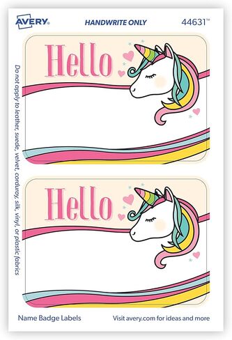 Avery Magical Rainbow Animal Name Tags, Unicorn, Llamacorn, Narwhal, French Bulldog, No Lift, 36 Handwriteable Stickers in Saudi Arabia
