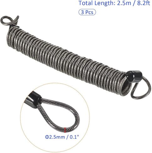 3 Pack Disc Lock Security Steel Cable - Plastic Coated Spring Reminder Wire Anti-Theft Rope, Apply to Outdoors Protection (2.5mmx1m, Red) in Saudi Arabia