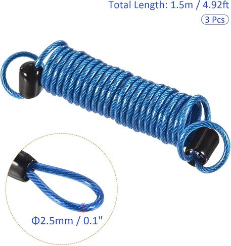 3 Pack Disc Lock Security Steel Cable - Plastic Coated Spring Reminder Wire Anti-Theft Rope, Apply to Outdoors Protection (2.5mmx1m, Red) in Saudi Arabia